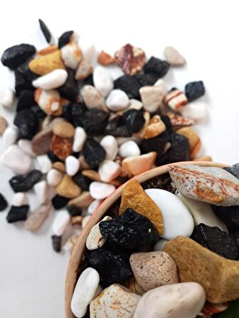 Renkli Çakıl Taşı 25 Kg 1-2 cm Saksı Dibi Teraryum Saksı Süs