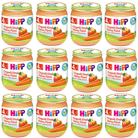 Hipp Kavanoz Maması Organik Elmalı Havuç Püresi 125 gr 12 ADET