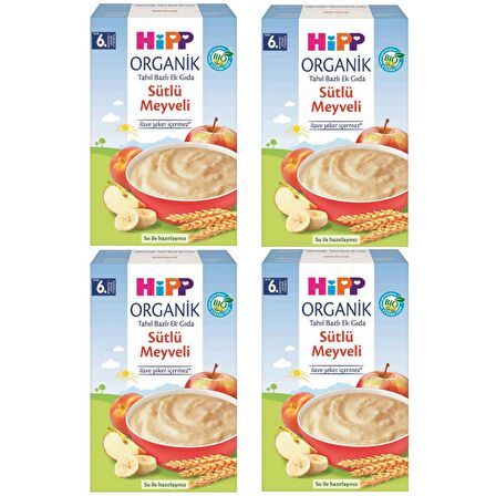 Hipp Organik Sütlü Meyveli 6+ Ay Kaşık Maması 250 gr 4 ADET