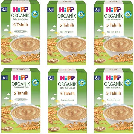 Hipp Organik 5 Tahıllı 6+ Ay Kaşık Maması 200 gr 6 ADET