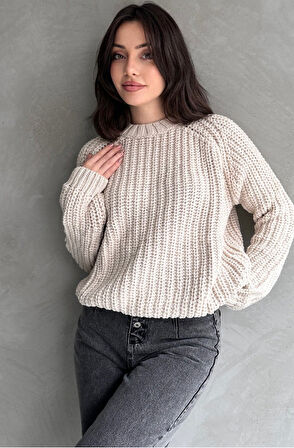 Bisiklet Yaka Selanik Örgü Triko Kazak