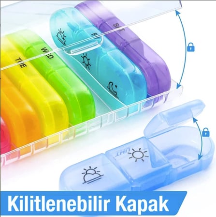 7 Günlük ilaç kutusu 7 gün 3 öğün hatırlatıcı ilaç saklama kutusu haftalık ilaç vitamin 