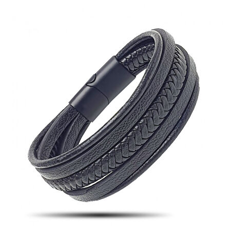  FM Siyah Çoklu Deri Bileklik 31833B2D2 