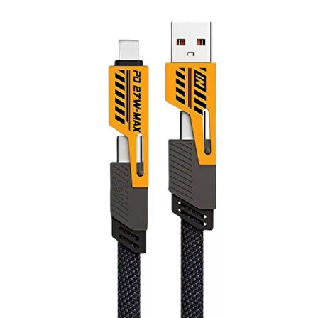 65w Çok hızlı Kopmaz 4 başlıklı Altın Uç Hızlı Şarj kablosu Tüm Telefon tabletler için uyumlu