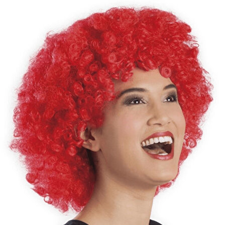 Kırmızı Renk Kıvırcık Afro Bonus Peruk - Lisinya