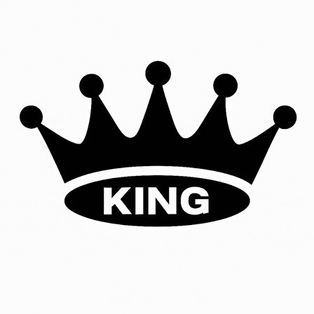 Kral Tacı King Yazılı Oto Sticker Siyah 19x11cm