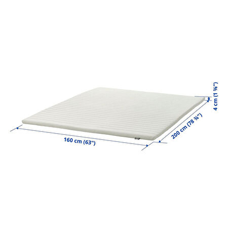 Çift kişilik yatak pedi, beyaz, 160x200 cm