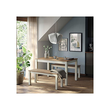 Mutfak masası, bej-kahverengi, 120x80 cm, 4 kişilik