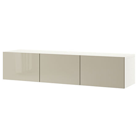 Tv sehpası, beyaz-parlak cila-bej, 180x42x38 cm, SELSVIKEN