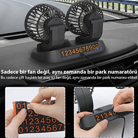 Çift Başlıklı Araba Ofis Ev için vantilatör fan 360 derece hareketli serinletici fan