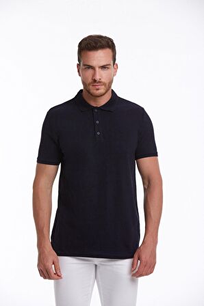 Lacivert Regular Fit %100 Pamuk Polo Yaka Tişört | S