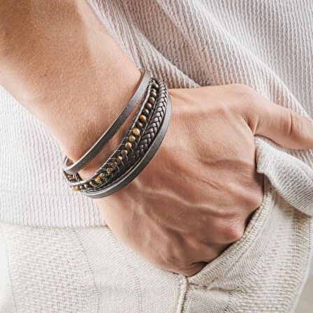   Kaplan Gözü Doğaltaş Ve Deri Bileklik 31832B9D12 