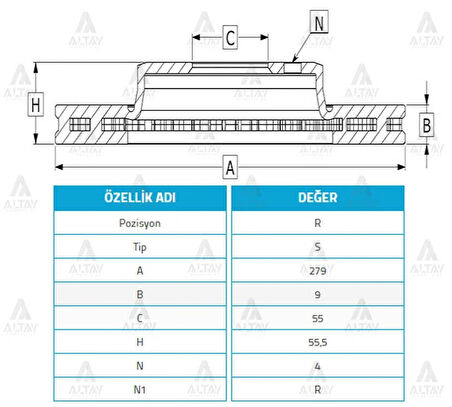 FREN DİSKİ COROLLA 2007-2018 / AURIS 2007-2018 / 1.4 D4D DİZEL ARKA DÜZ 270-5 4243102180 (2 ADET)