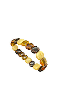 Doğal Kehribar Taşlar ile Lastikli Şık Doğaltaş Bileklik | Şık, Doğal ve Parlak Tasarım