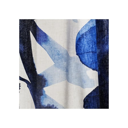 Fon perde/2 kanat, mavi-çiçek desenli, 145x300 cm, ışık filtreleyici, liyosel-kenevir