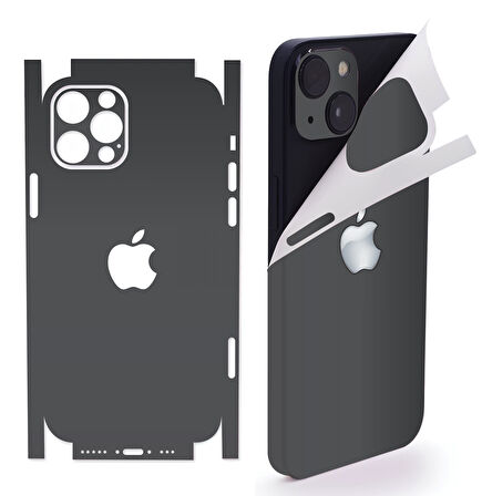 İphone 13 mini için uyumlu 360 full arka kaplama koruma sticker kılıfsız kullanım- KOYU GRİ