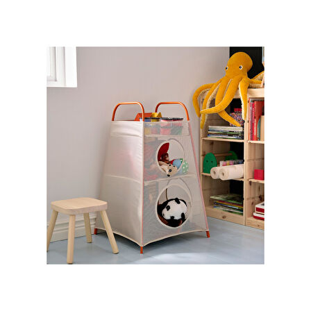 Bölmeli saklama kutusu, bej-turuncu, 82x52x52 cm