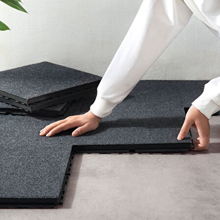 Yer döşemesi, tekstil koyu gri, 0.81 m², 9 adet