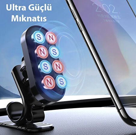 Teyla Modey Y 8 mıknatıslı çok güçlü araç içi torpido telefon tutucu yatay/dikey kullanım