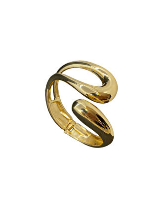Modern Spiral Model Gold Renk Kaplama 316L Çelik Kadın Kelepçe Bileklik - Contemporary