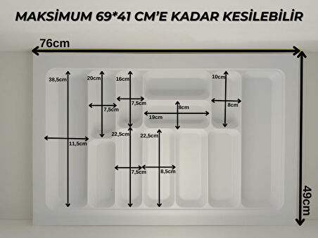 75x49 Cm. Beyaz Kaşıklık Ve Kepçelik 2'li Set (69X41 CM'E KADAR KESİLEBİLİR)