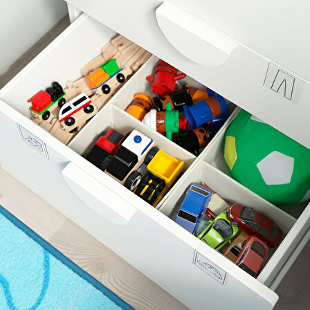 Çocuk gardırobu, beyaz-kara tahta, 60x42x181 cm, 3 çekmeceli