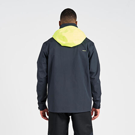 Erkek Rüzgar Kesen Yelkenli Yağmurluğu - Gri/Sarı - Sailing 500 - 2XL.