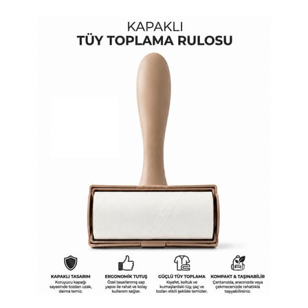 Tüy Toplama Rulosu - Kapaklı - Ergonomik - Taşınabilir 