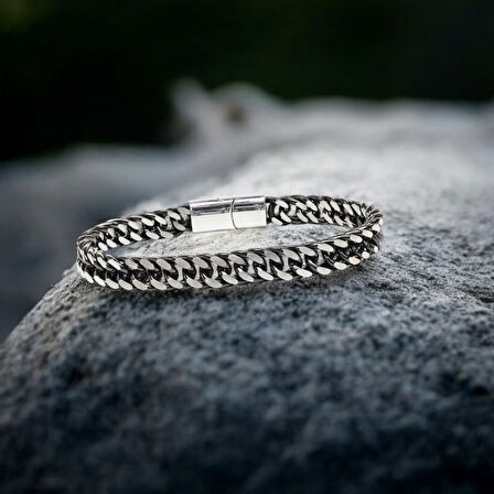  FM Çift Sıra Otantik Çelik Zincir Bileklik 31835B2D2 