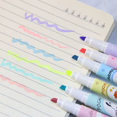 6'lı Fosforlu Kalem Seti - Sanrio Karakterleri, Kuromi, Hello Kitty 