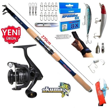 Okuma Revenger Rv-4000A 270cm 50-100gr Ultimate Tele Maket Balık Spin Olta Takımı Seti