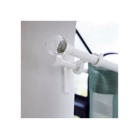 Perde çubuğu topuzu, beyaz-cam, 8.7 cm, 1 çift