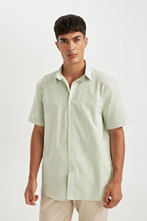 DeFacto %100 Pamuk Regular Fit Yazlık Polo Yaka Basic Düz Kısa Kollu Gömlek D1057AX24AUTR284