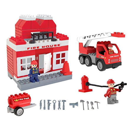 03 610 Double Blocks İtfaiye Seti -Pilsan Oyuncak