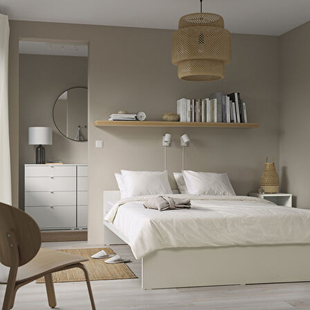 Çift kişilik karyola, beyaz, 140x200 cm, çekmecesiz ve alt karyolasız