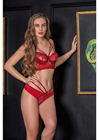 Gallipoli 31632 Transparan Bralet Ve String Takım - Bordo - 90D