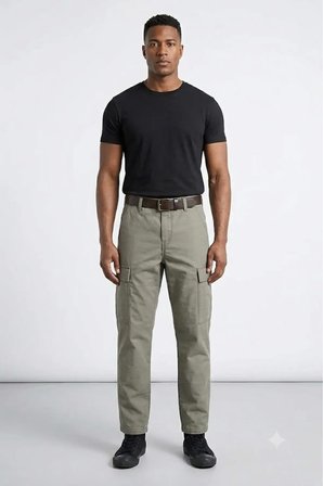 Erkek Straight Fit KHaki Kargo Pantolon - 0002 koyuHaki / 30-32