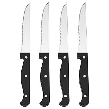 Biftek bıçağı seti, siyah, 22 cm, 4 adet