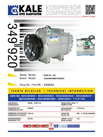 KLIMA KOMPRESORU PASSAT 9700 A4 9501 A6 9801