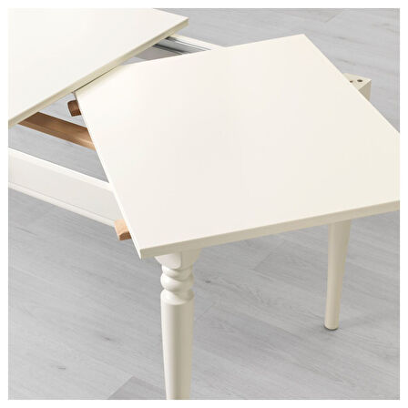 Yemek masası takımı, beyaz-akasya, 4 sandalyeli, açılabilir