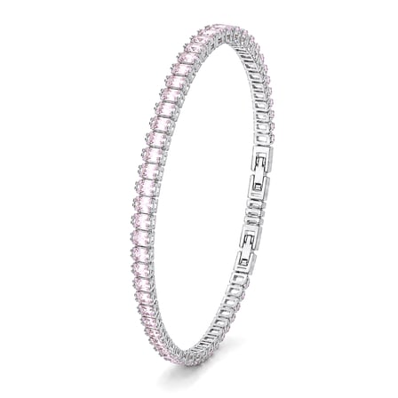 💎 Premium Parlak 4mm Pembe Zirkon Taş Su Yolu Kadın Bijuteri Bileklik 3183KBV4D6 (~18cm Altın Renk)