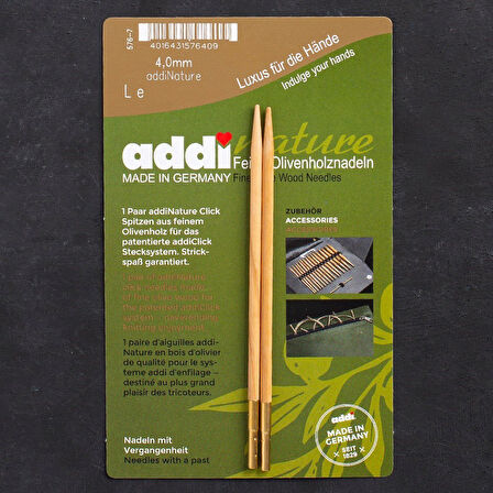 Addi Nature Olive Wood Click 4mm 13cm Misinalı Şiş