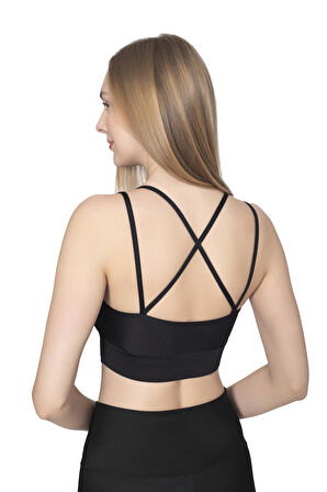 1051 Pinkhan Çift Askılı Arka Çapraz Büstiyer Kadı - PUDRA - L-XL