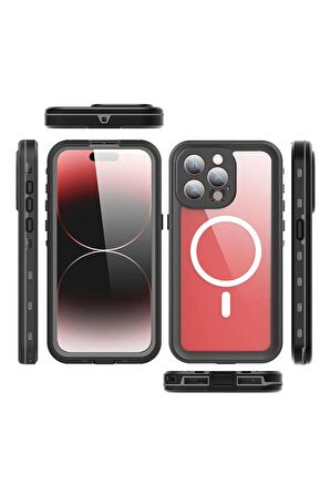 Apple iPhone 15 Pro ile Uyumlu Kılıf Su Geçirmez 360 Derece Koruma Waterproof Telefon Kılıfı