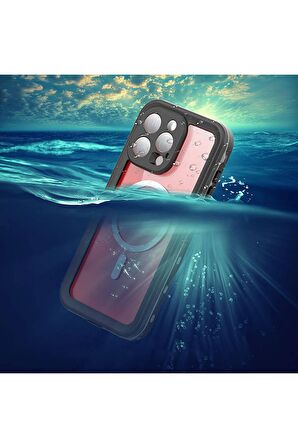 Apple iPhone 15 Pro Max ile Uyumlu Kılıf Su Geçirmez 360 Derece Koruma Waterproof Telefon Kılıfı