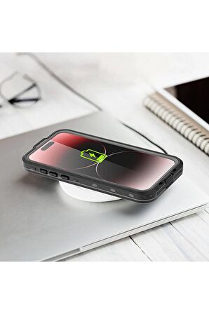 Apple iPhone 15 Pro Max ile Uyumlu Kılıf Su Geçirmez 360 Derece Koruma Waterproof Telefon Kılıfı