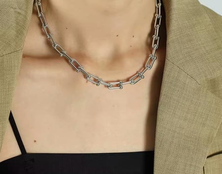 💎 Premium Gümüş Renk Parlak ve Şık Stil Modern Zincir Kadın 316L Çelik Kolye (45cm)