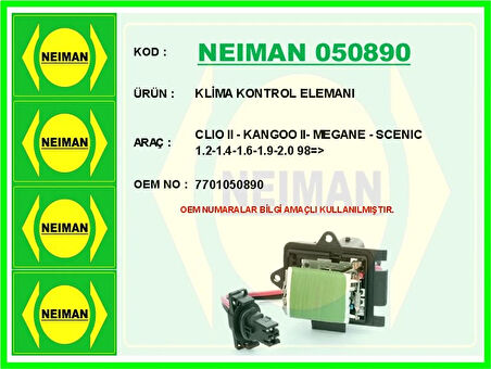KLİMA KONTROL ELEMANI CLIO 2 - KANGOO 2- MEGANE - SCENIC 1.2-1.4-1.6-1.9-2.0 1998 7701050890