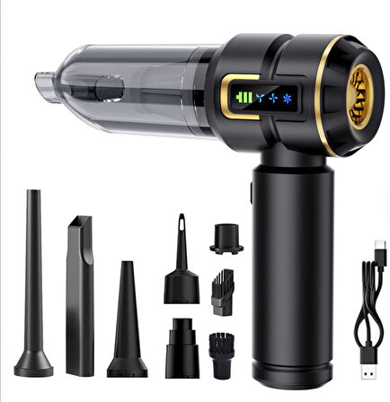 Turbo 16.000 Pa emiş gücü uzun şarj süreli araç süpürgesi ev araba şarjlı süpürge