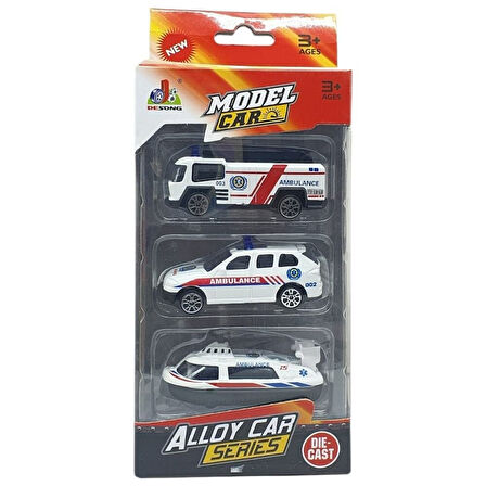 3'lü İş Makinaları Road Seti - Die Cast - DS044 - Ambulans